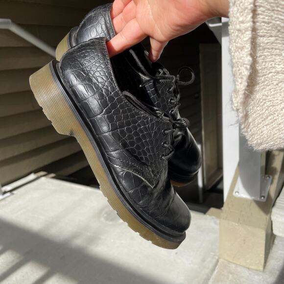 Dr. Martens croc print oxford shoes chunky lug sole doc's | size US 6 womens - Picture 3 of 8